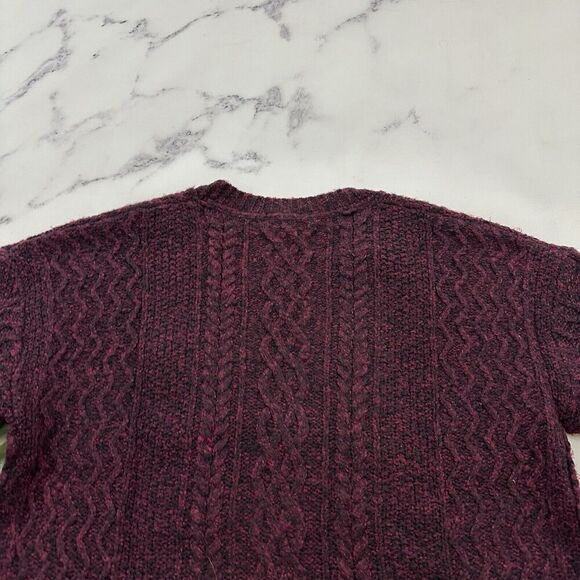 Sundance Womens Pullover Sweater Size S Dark Purple Cable Knit V-neck Soft - Picture 9 of 12